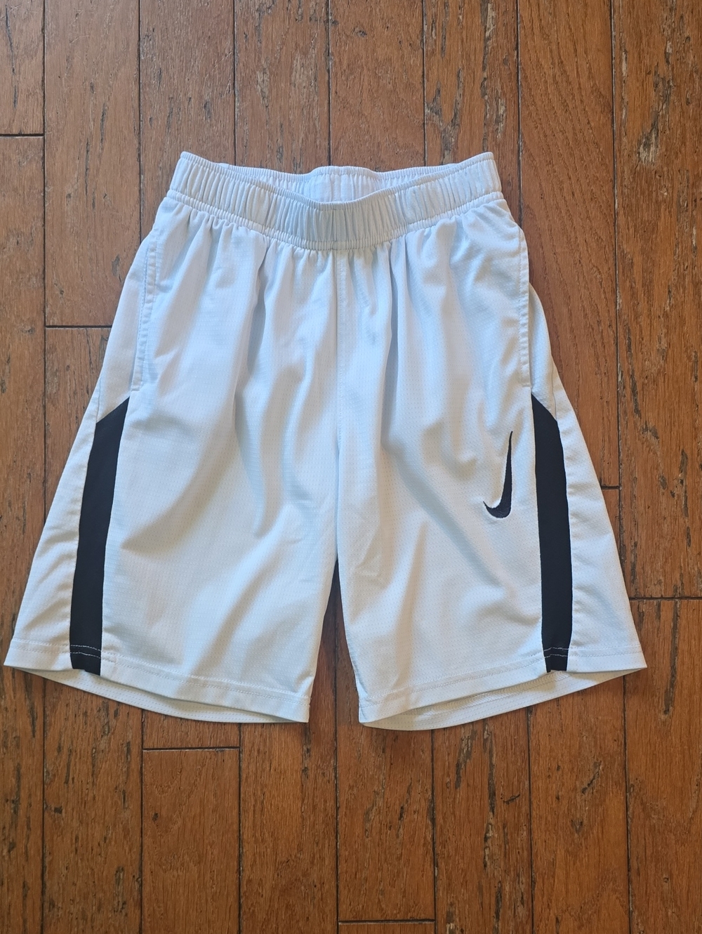 Nike Boys  White Athletic Shorts with Black Side Panels